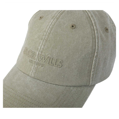 Khaki Green - Side - Jack Wills Mens Washed Cotton Baseball Cap
