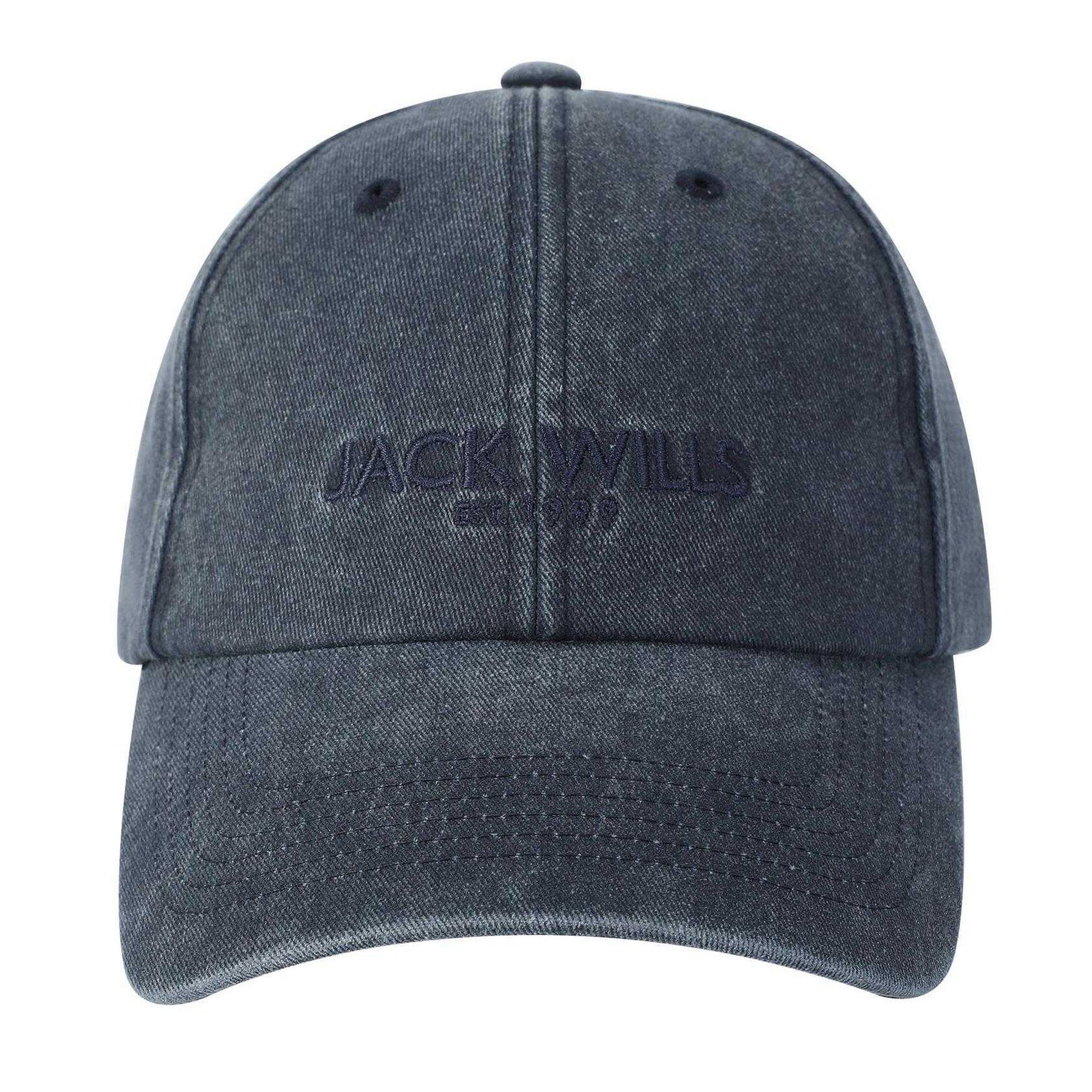 Black - Front - Jack Wills Mens Washed Cotton Baseball Cap