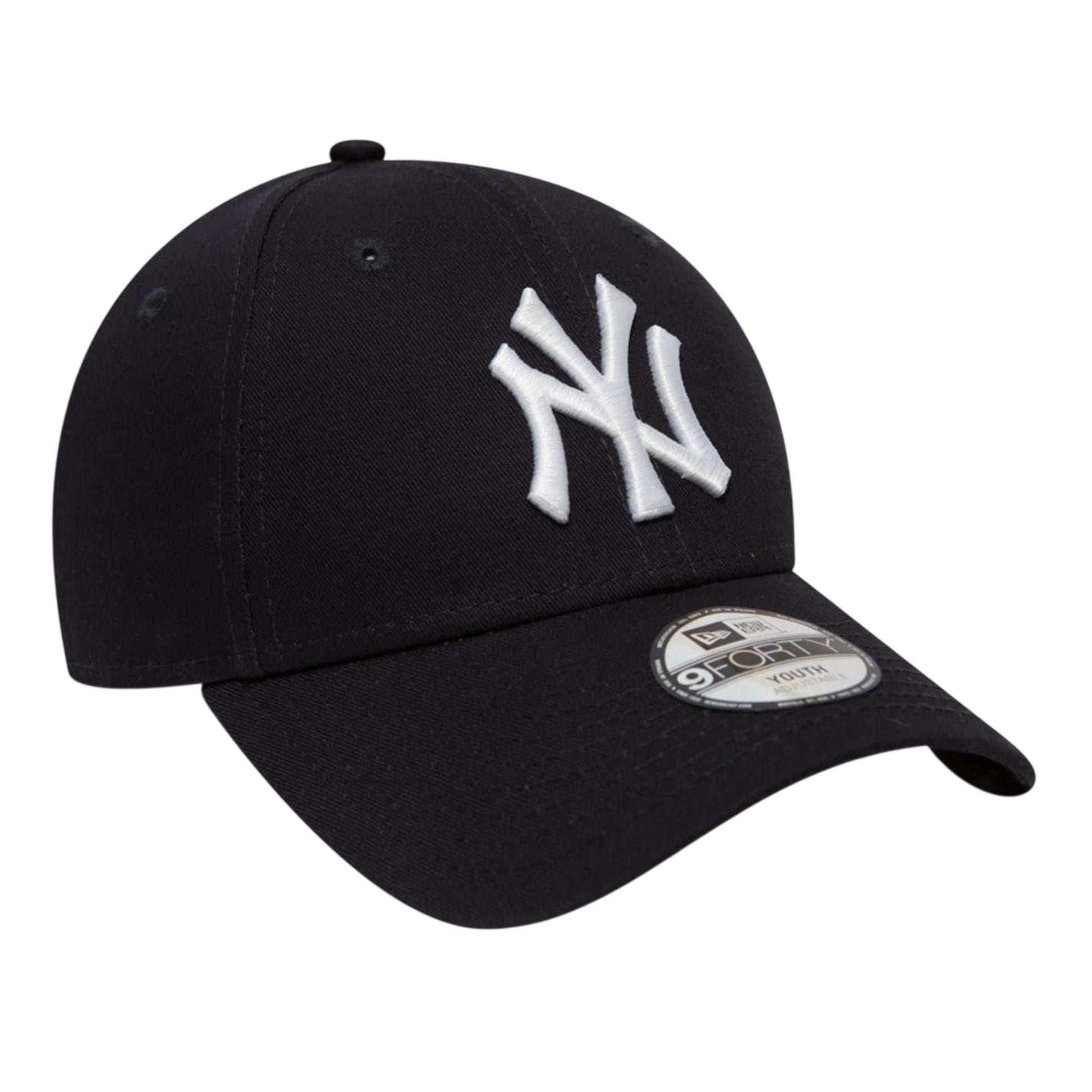 Navy-White - Side - New Era Childrens-Kids 9Forty Cotton Baseball Cap