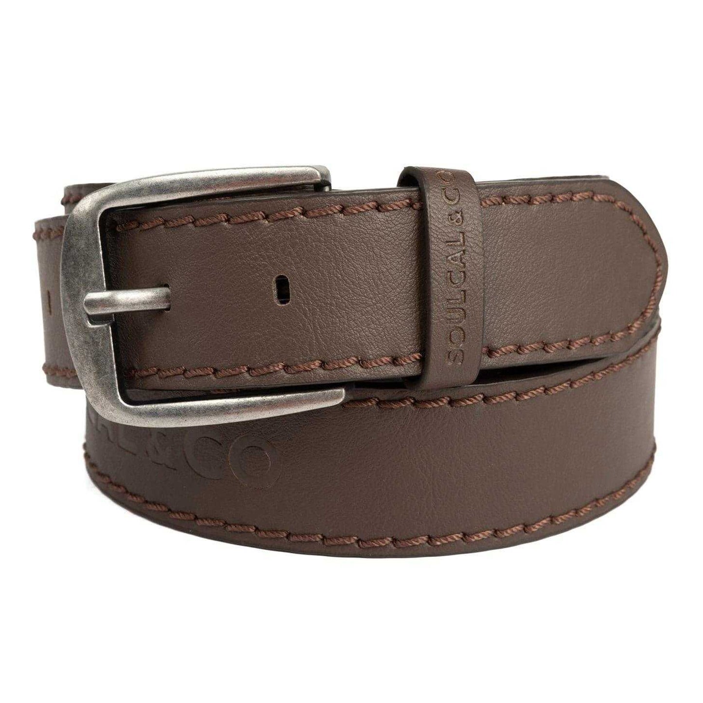 Tan - Back - SoulCal Logo Faux Leather Belt