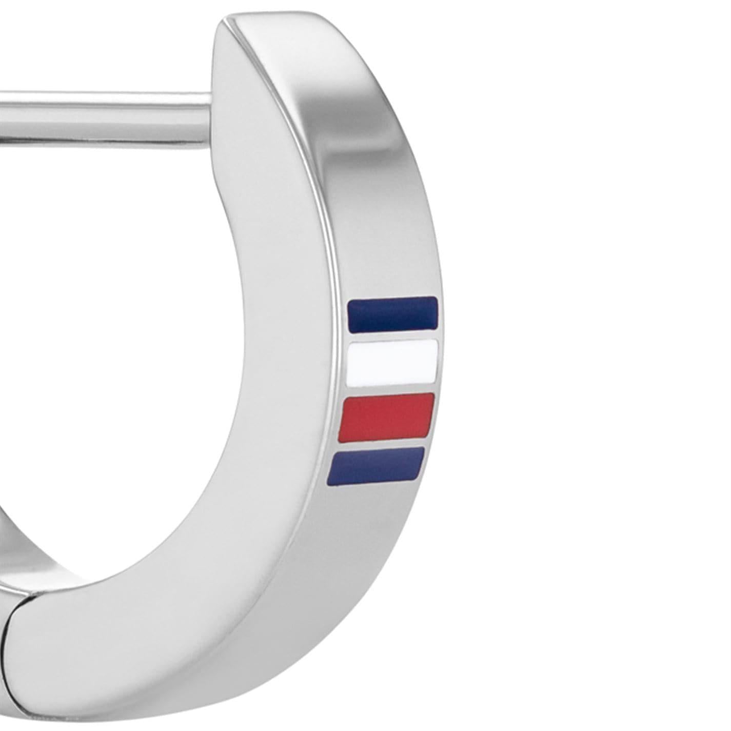 Silver - Back - Tommy Hilfiger Stripe Hoop Earrings
