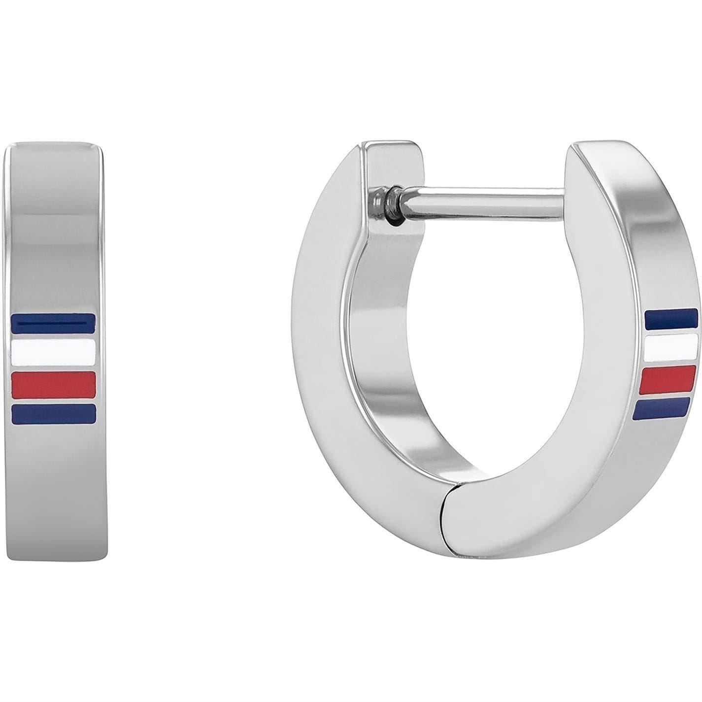 Silver - Front - Tommy Hilfiger Stripe Hoop Earrings