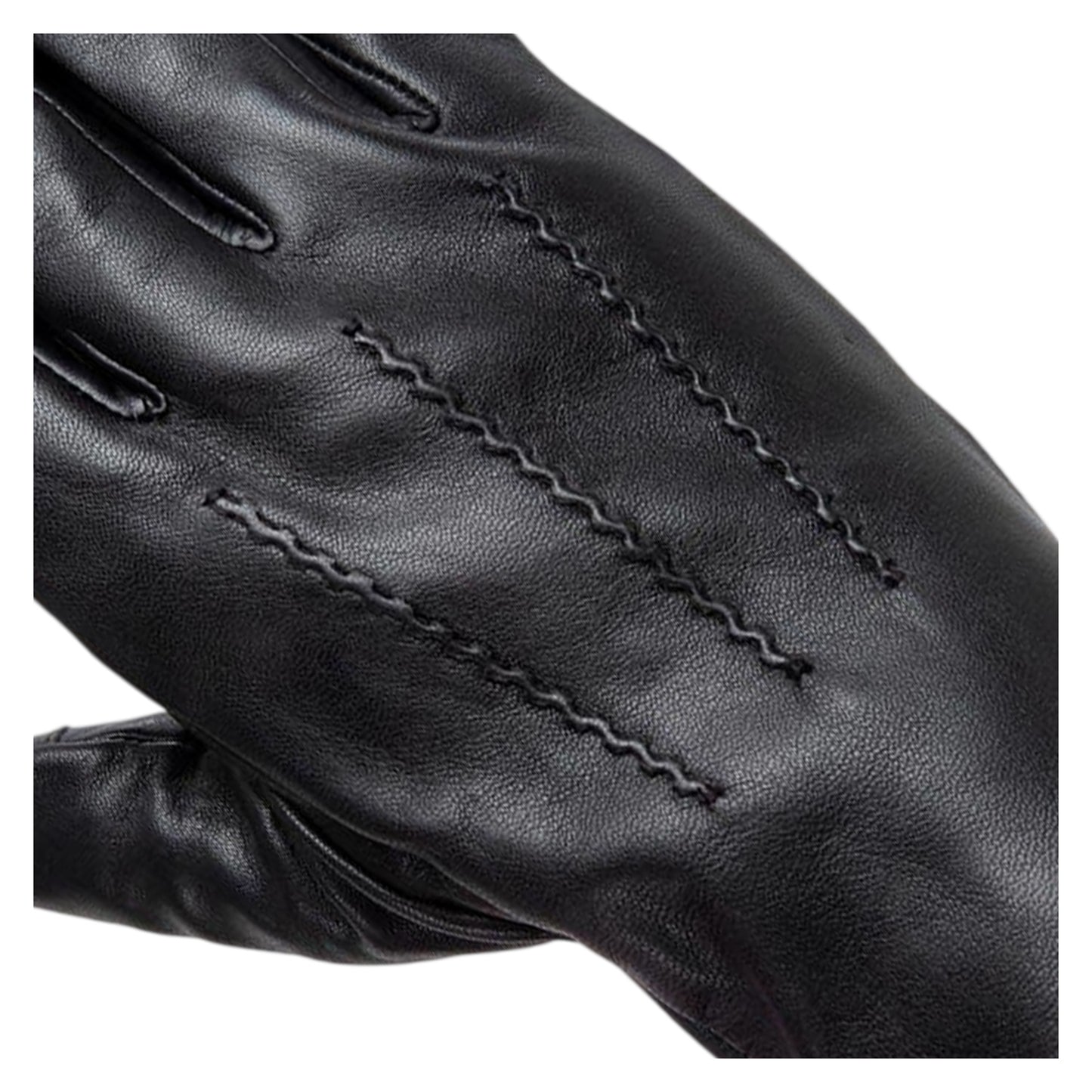 Black - Side - Pretty Green Mens Sheepskin 3 Point Stitch Glove
