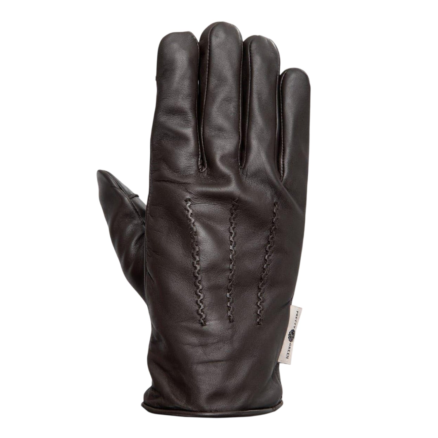 Brown - Front - Pretty Green Mens Sheepskin 3 Point Stitch Glove