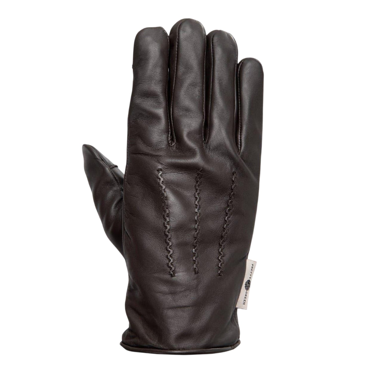 Brown - Front - Pretty Green Mens Sheepskin 3 Point Stitch Glove