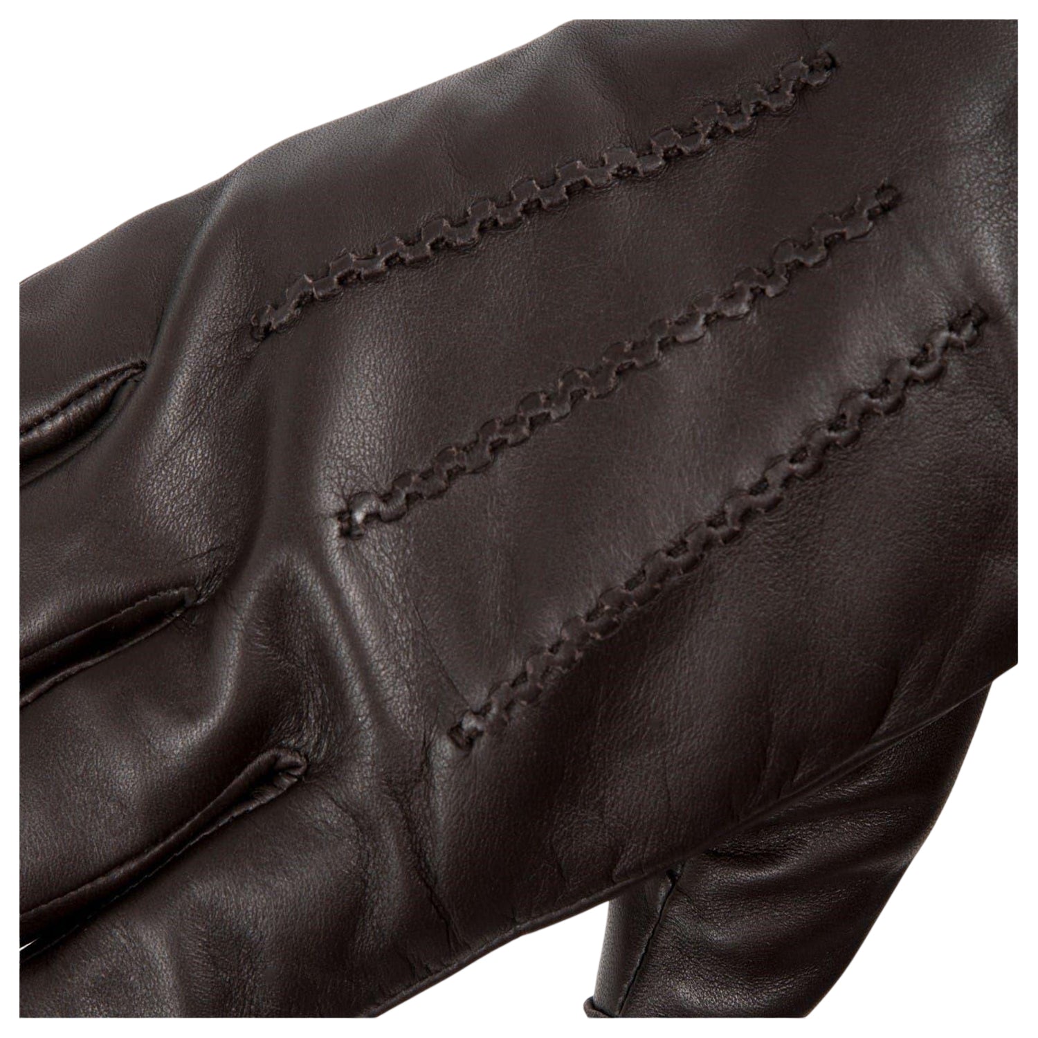 Brown - Side - Pretty Green Mens Sheepskin 3 Point Stitch Glove