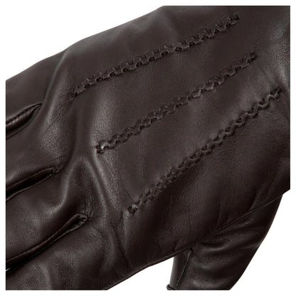 Brown - Side - Pretty Green Mens Sheepskin 3 Point Stitch Glove