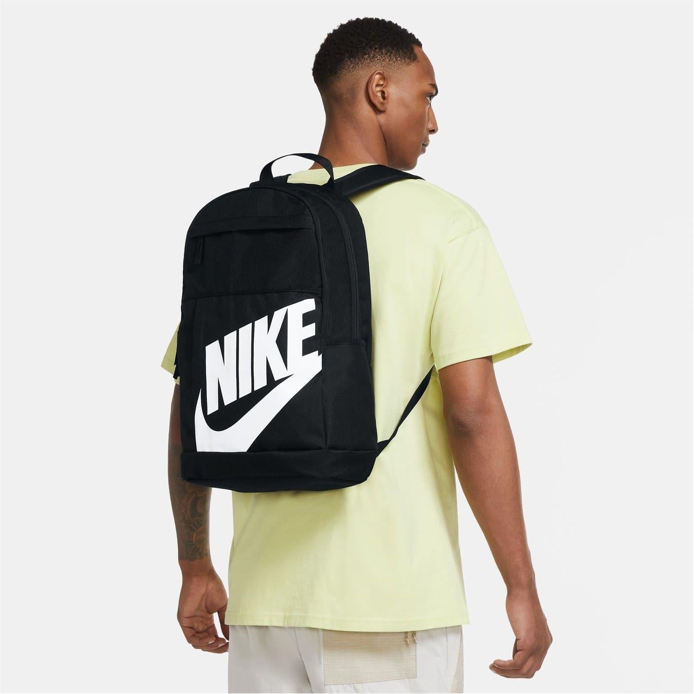 Black-White - Side - Nike Logo Polyester Backpack