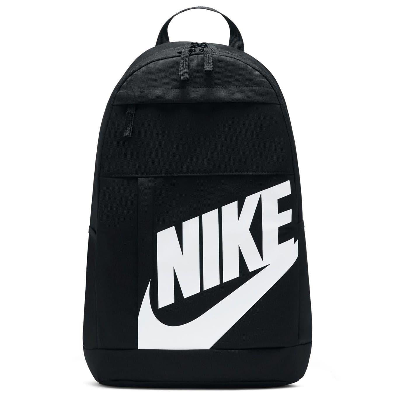Black-White - Front - Nike Logo Polyester Backpack