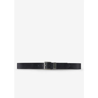 Black - Side - Armani Exchange Mens Logo Leather Belt