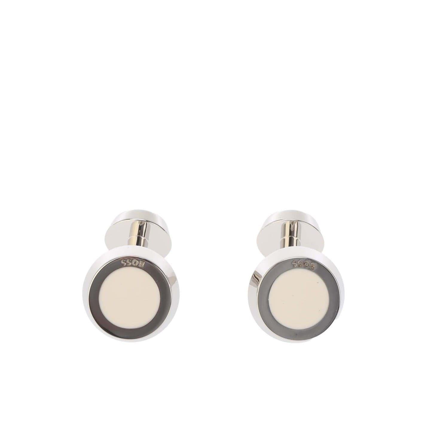 White - Front - Boss Mens Simony Polished Business Cufflinks