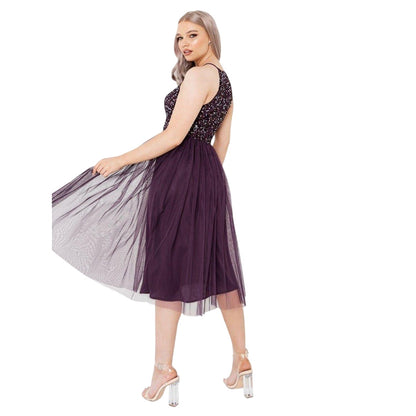 Berry - Back - Maya Deluxe Womens-Ladies Sequin Midi Dress