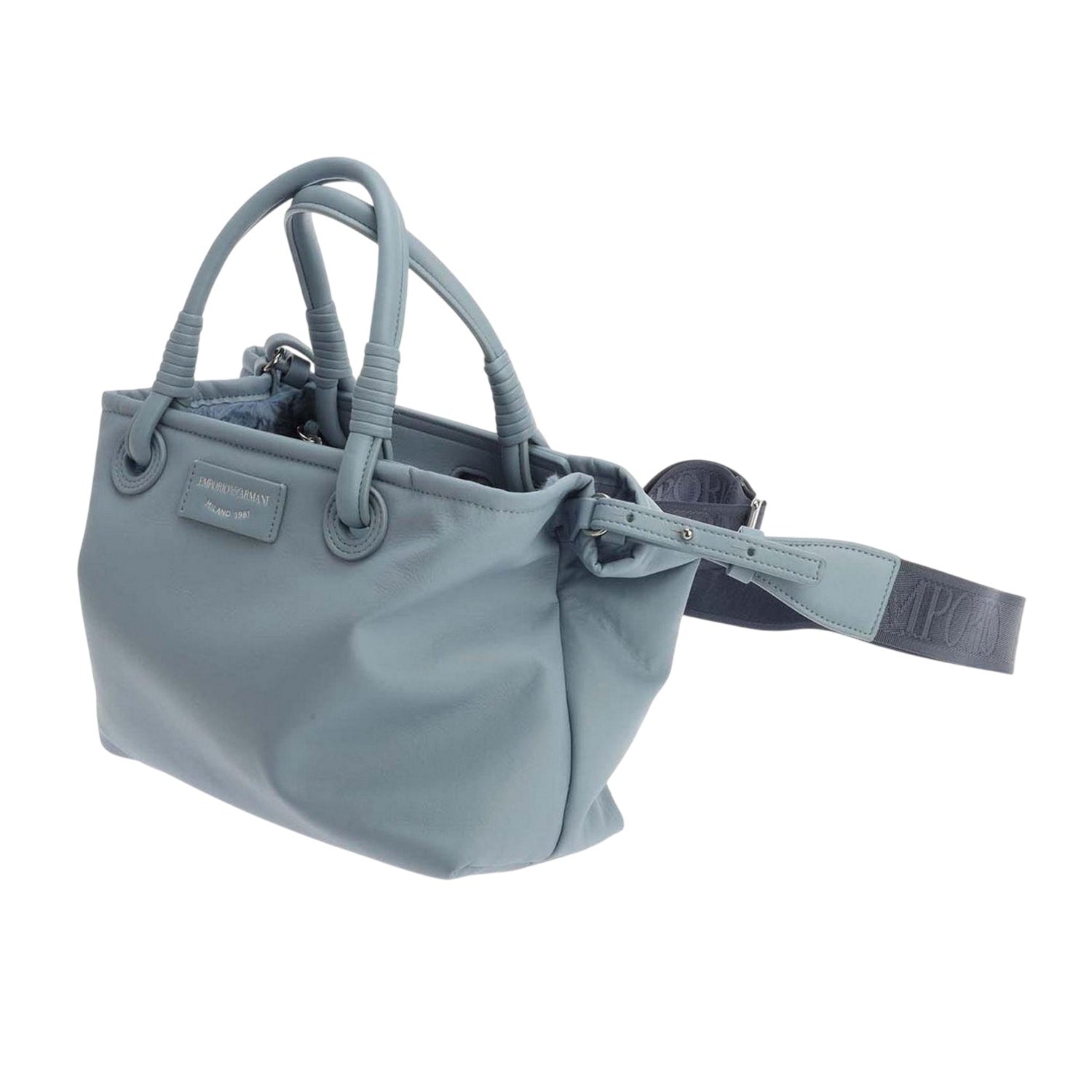 Blue - Side - Emporio Armani Womens-Ladies Logo Shoulder Bag