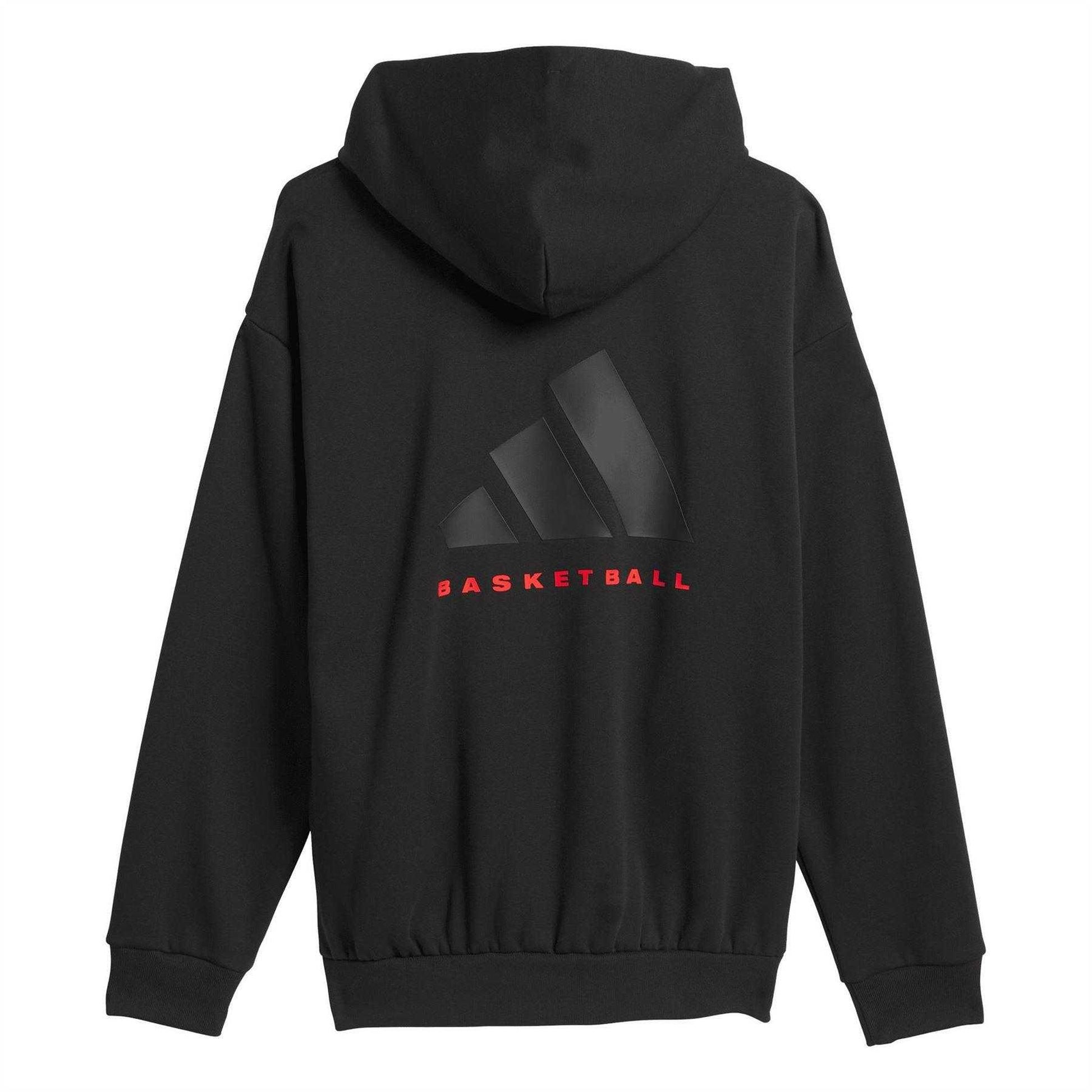 Black - Back - Adidas Unisex Adult Relaxed Fit Basketball Hoodie