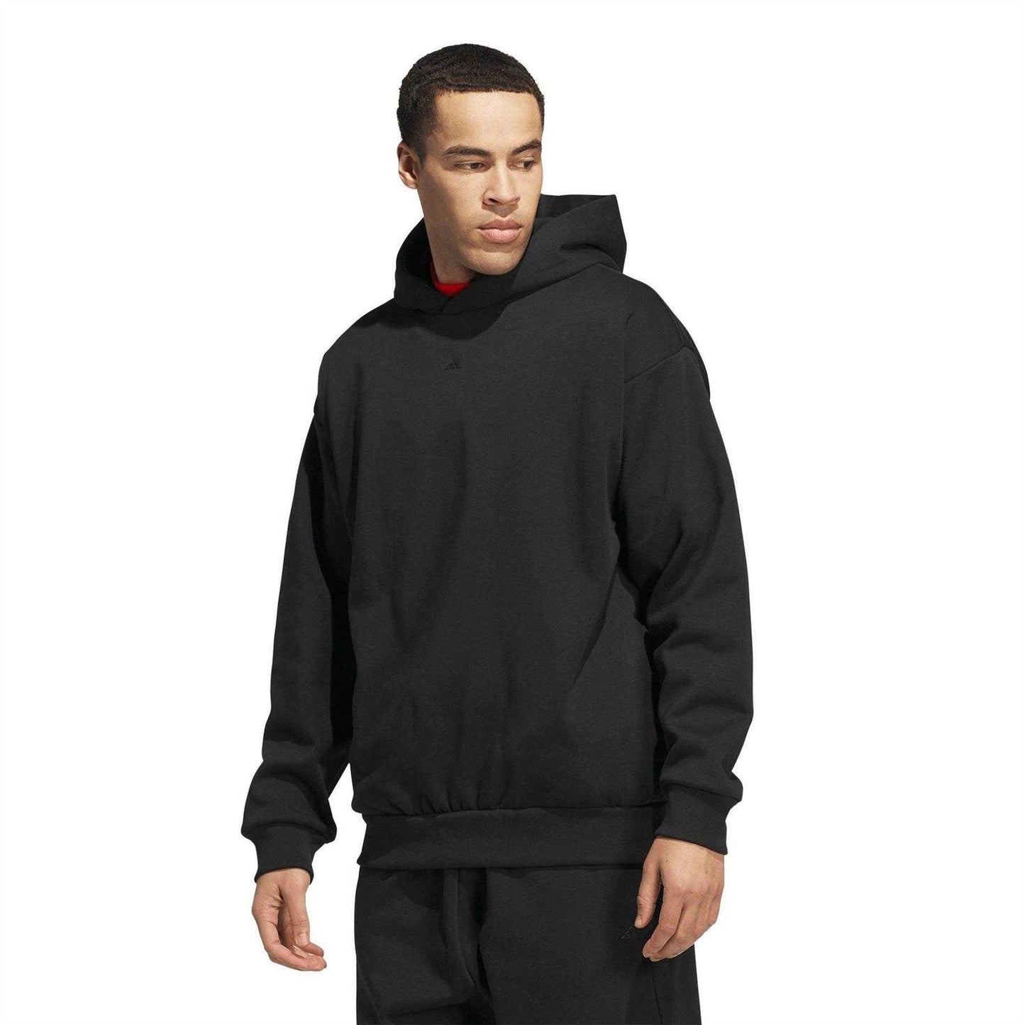 Black - Side - Adidas Unisex Adult Relaxed Fit Basketball Hoodie
