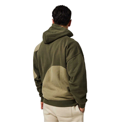 Leaf Green-Trek Green - Back - Jack Wills Mens Colour Block Drop Sleeve Hoodie
