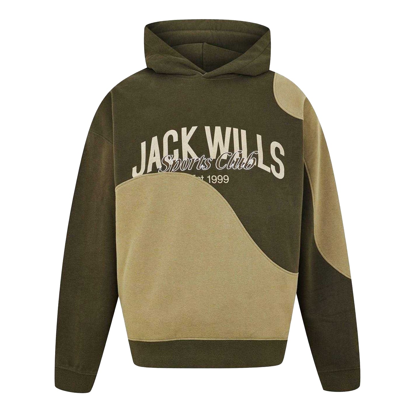 Leaf Green-Trek Green - Front - Jack Wills Mens Colour Block Drop Sleeve Hoodie