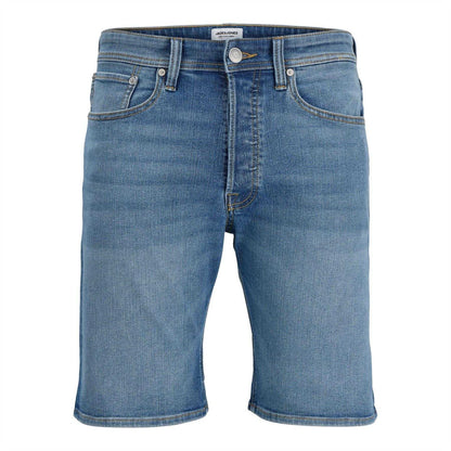 Light Blue - Front - Jack And Jones Mens Rick Denim Slim Shorts