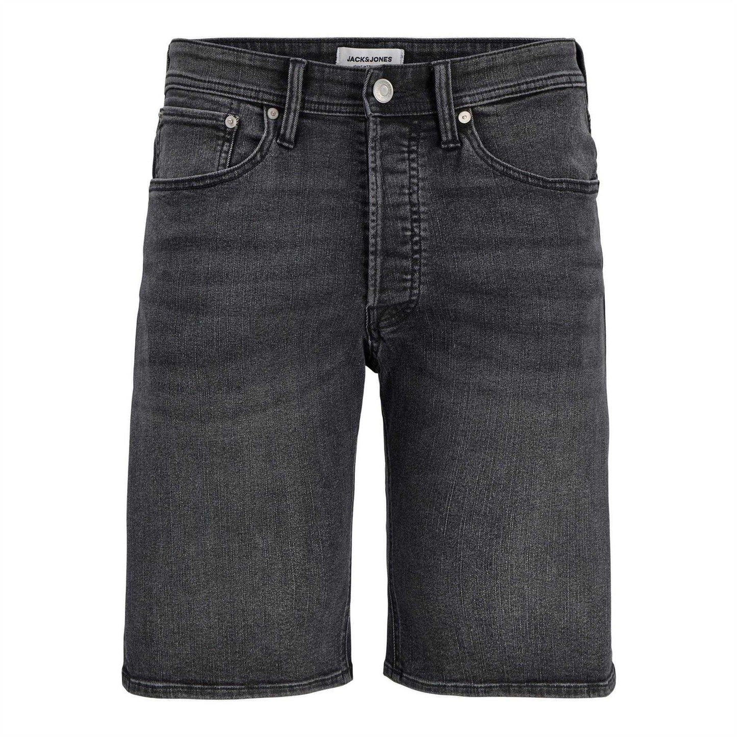Black Denim - Front - Jack And Jones Mens Rick Denim Slim Shorts