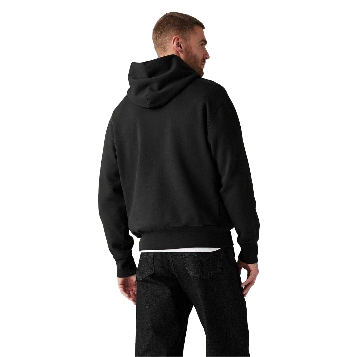 Black - Back - Levis Mens Ribbed Hoodie