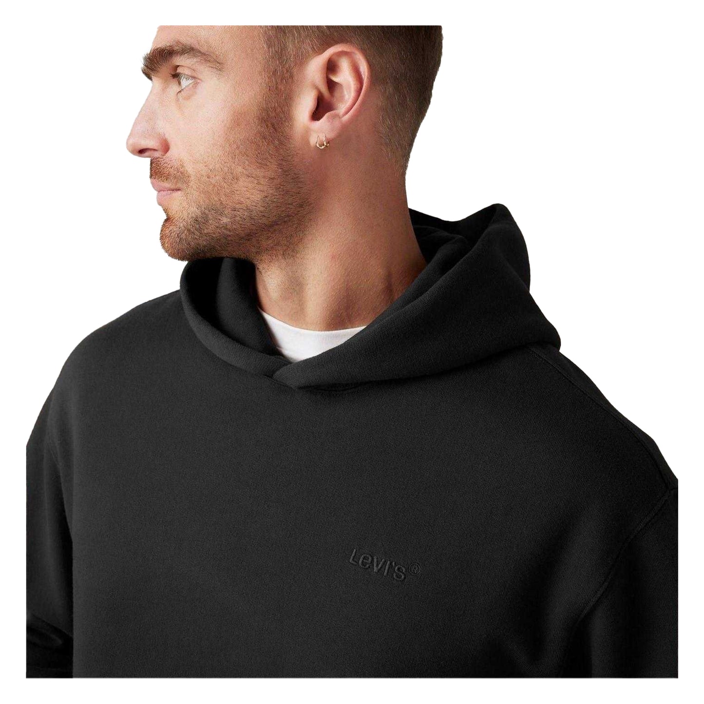 Black - Side - Levis Mens Ribbed Hoodie