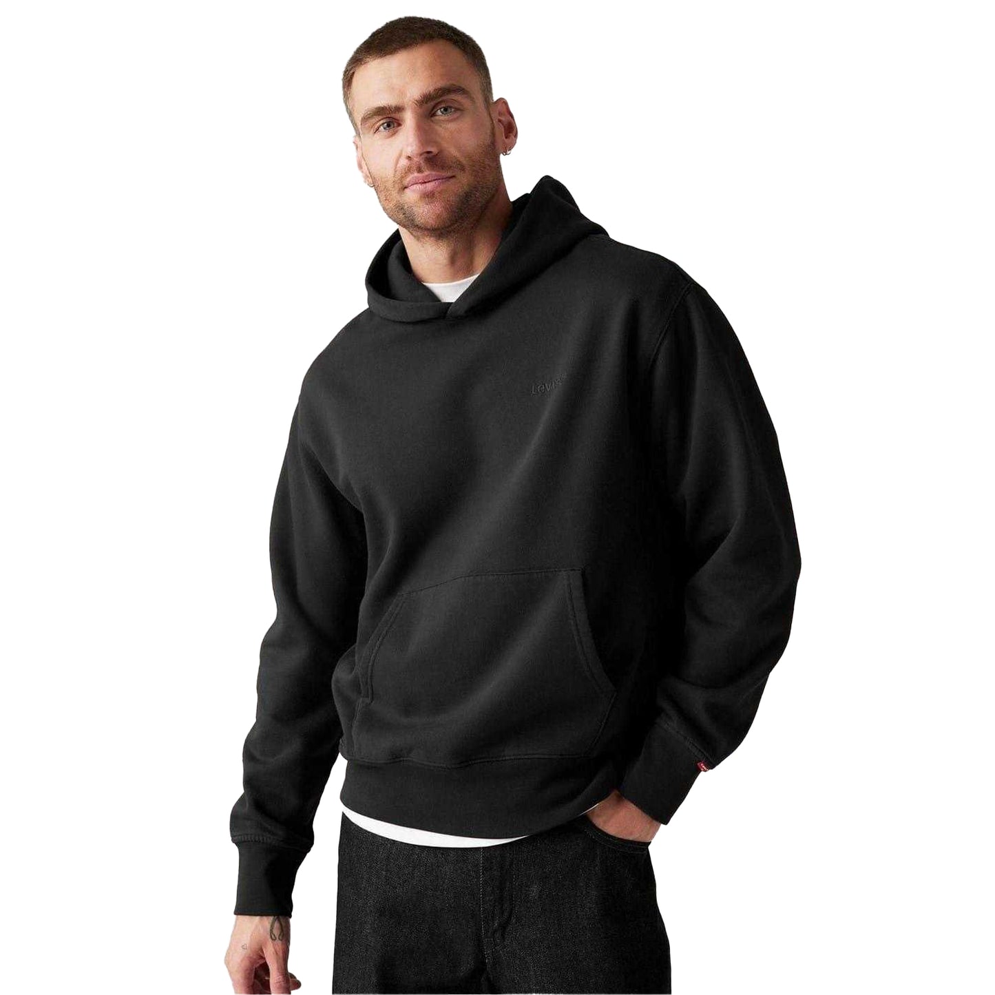 Black - Lifestyle - Levis Mens Ribbed Hoodie