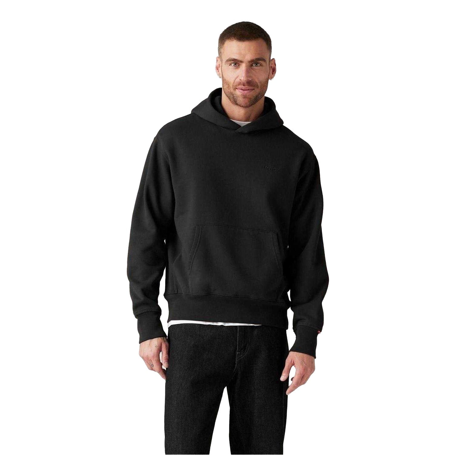 Black - Pack Shot - Levis Mens Ribbed Hoodie