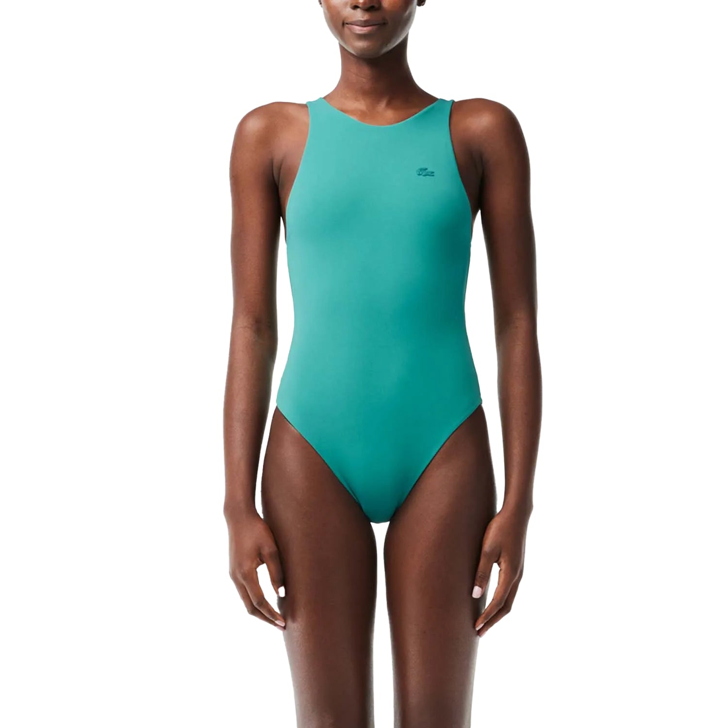 Green - Side - Lacoste Womens-Ladies Recycled Polyamide One Piece Swimsuit