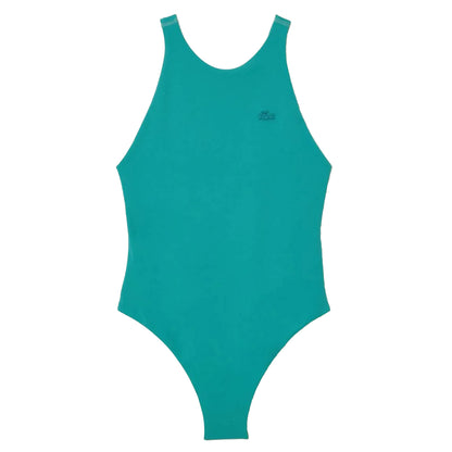 Green - Front - Lacoste Womens-Ladies Recycled Polyamide One Piece Swimsuit