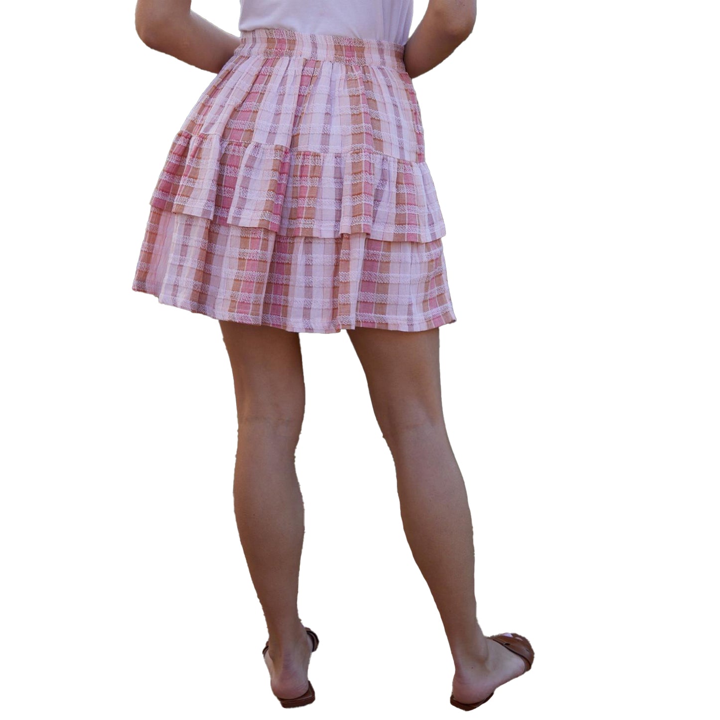 Pink - Back - Threadbare Womens-Ladies Gingham Regular Mini Skirt