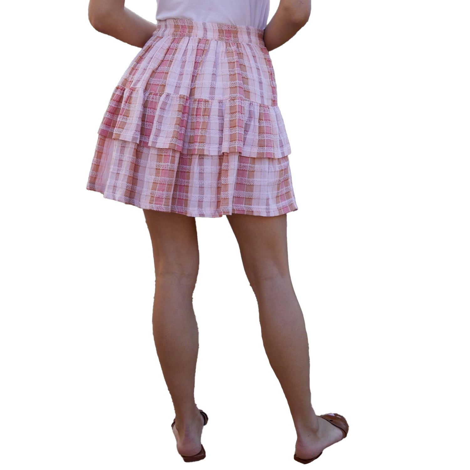 Pink - Back - Threadbare Womens-Ladies Gingham Regular Mini Skirt