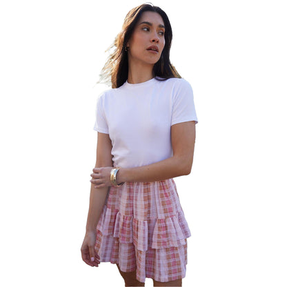 Pink - Lifestyle - Threadbare Womens-Ladies Gingham Regular Mini Skirt