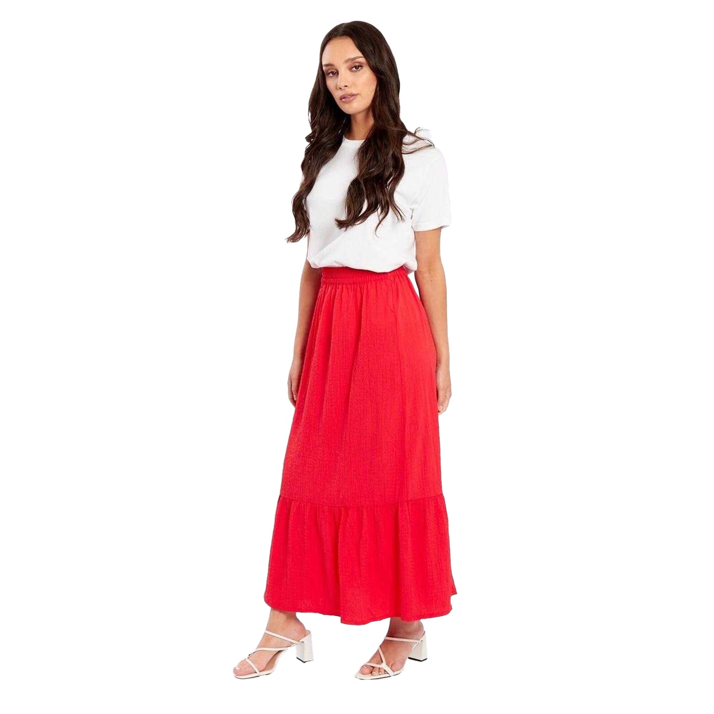 Red - Lifestyle - Be You Womens-Ladies Relaxed Fit Midi Skirt