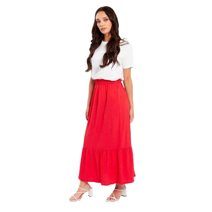 Red - Lifestyle - Be You Womens-Ladies Relaxed Fit Midi Skirt