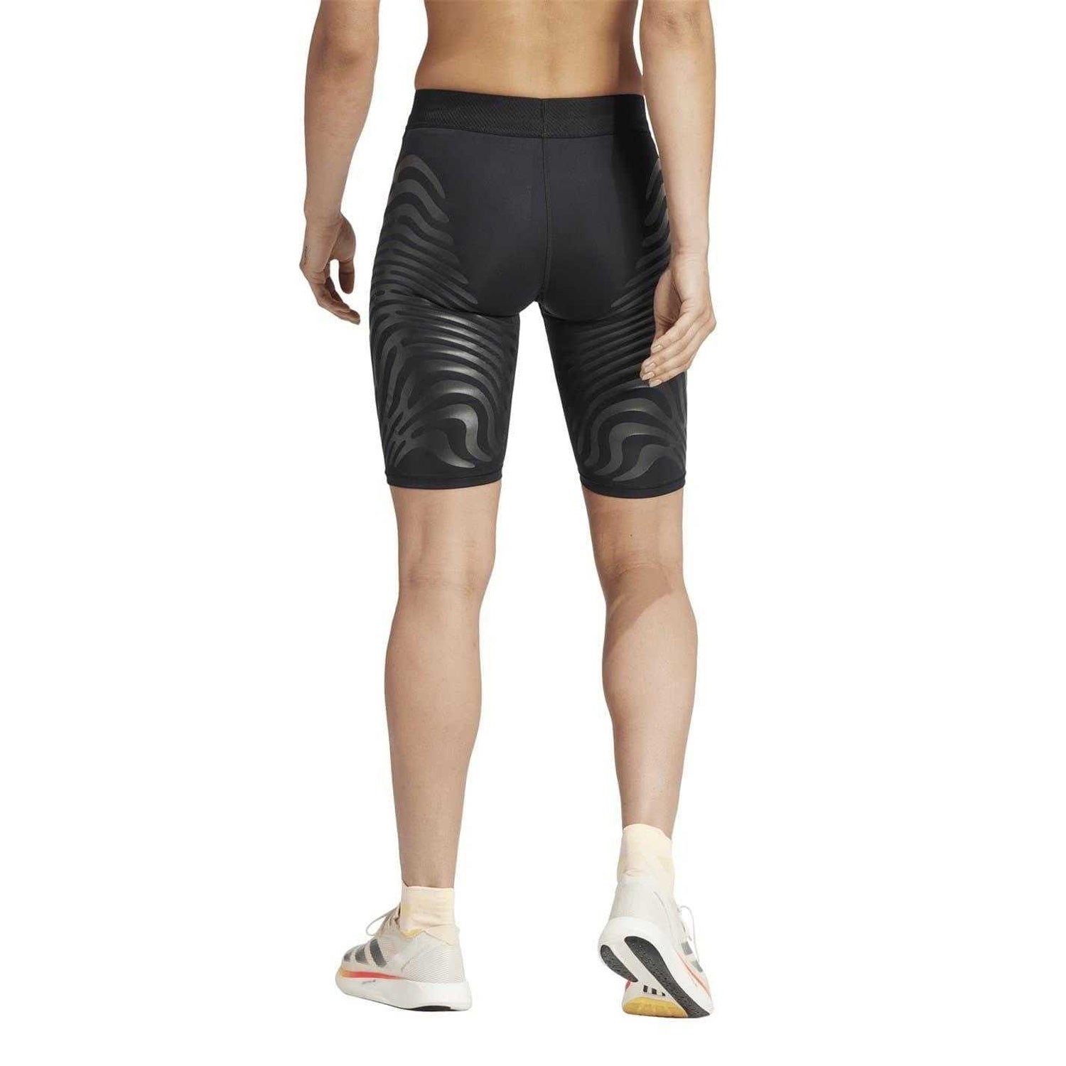 Black - Back - Adidas Womens-Ladies Adizero Elasticated Running Shorts
