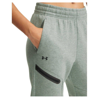 Green - Side - Under Armour Womens-Ladies Performance Fleece Athletic Joggers
