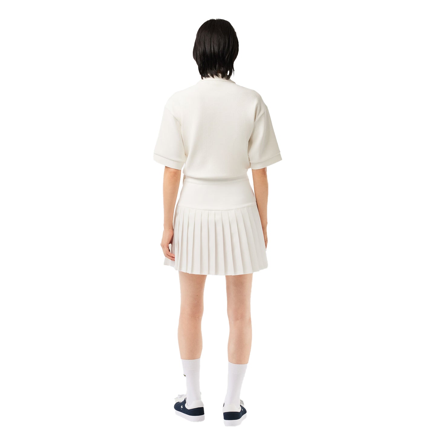 White - Back - Lacoste Womens-Ladies Knitted Tennis Skirt