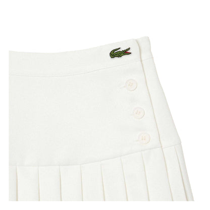 White - Side - Lacoste Womens-Ladies Knitted Tennis Skirt