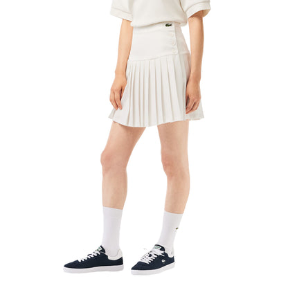 White - Lifestyle - Lacoste Womens-Ladies Knitted Tennis Skirt