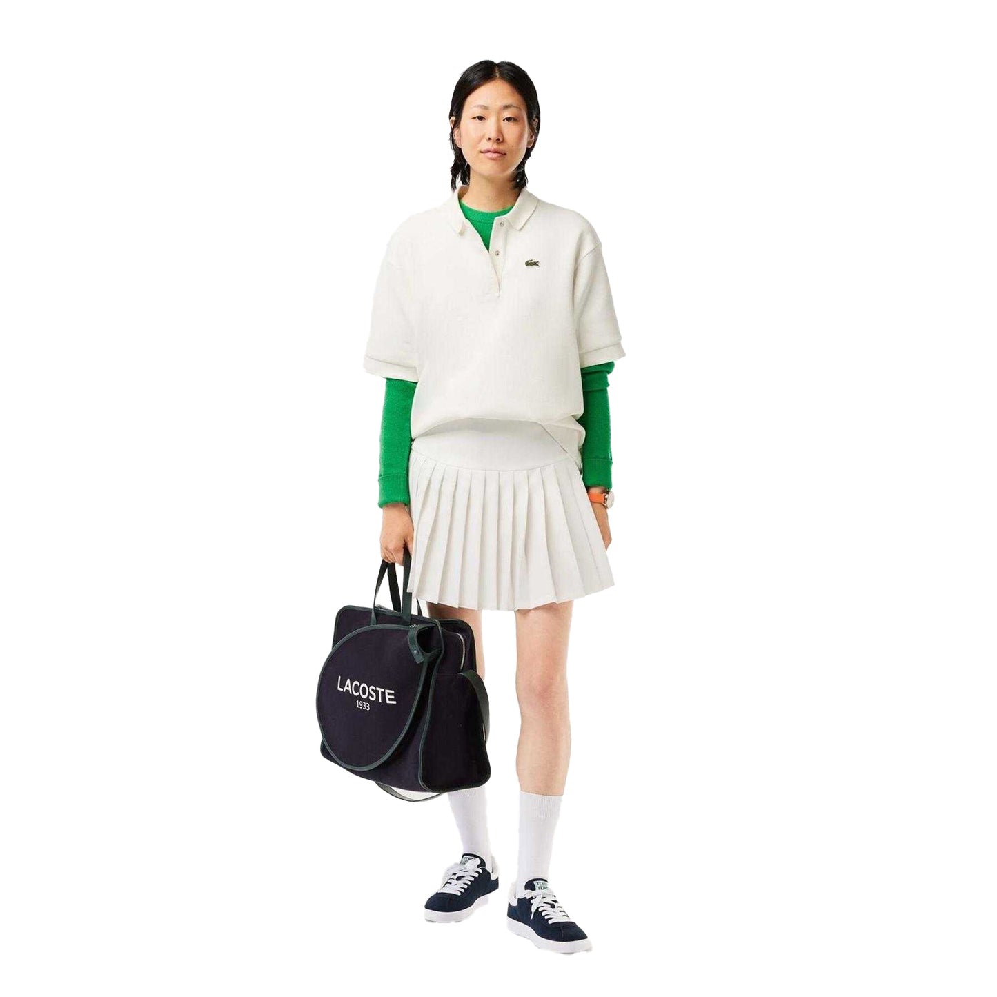 White - Pack Shot - Lacoste Womens-Ladies Knitted Tennis Skirt