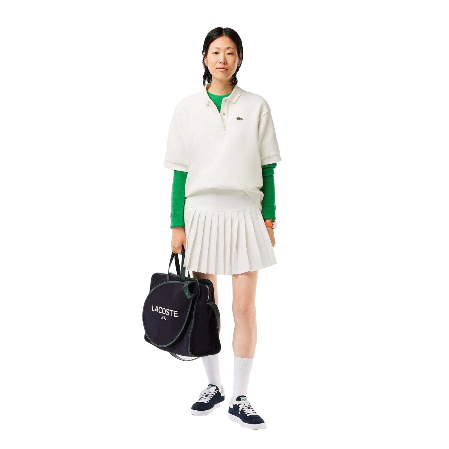 White - Pack Shot - Lacoste Womens-Ladies Knitted Tennis Skirt