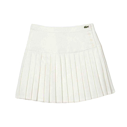 White - Front - Lacoste Womens-Ladies Knitted Tennis Skirt