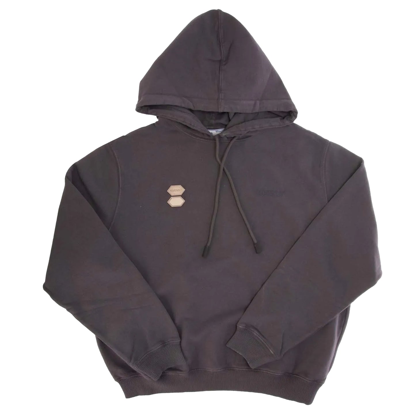 Grey-Pink - Front - Off White Womens-Ladies Patches Regular Hoodie