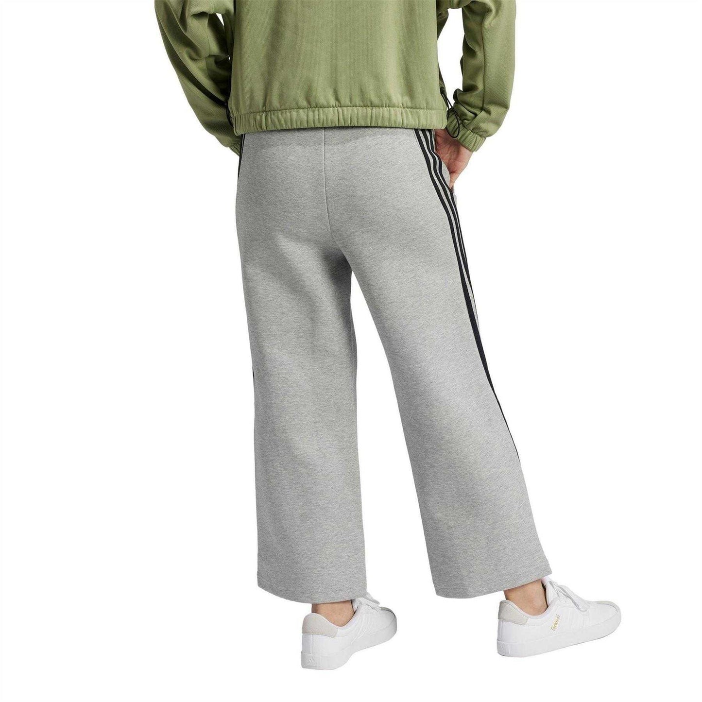 Medium Grey - Back - Adidas Womens-Ladies 3S Joggers