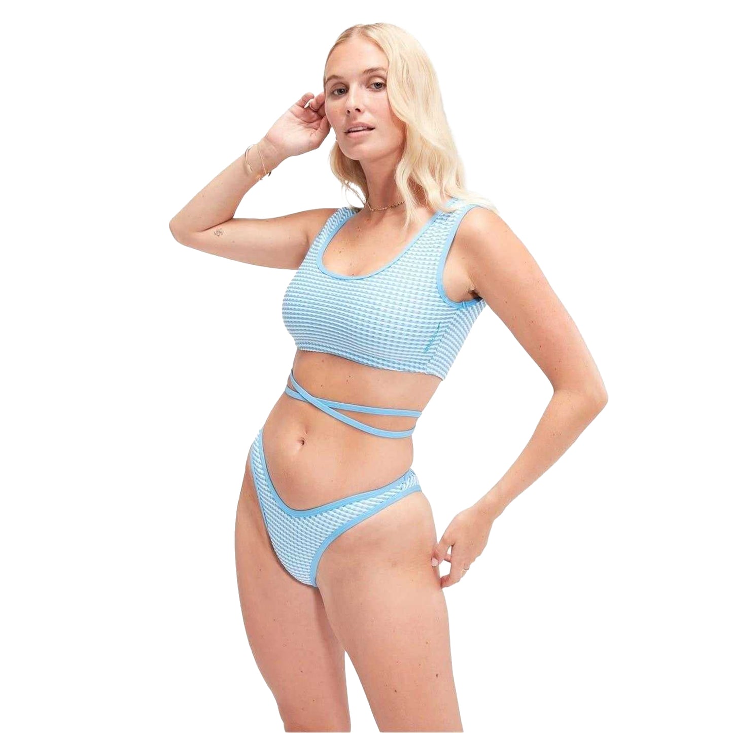 Blue - Lifestyle - Speedo Womens-Ladies Horizontal Stripe Bikini Top