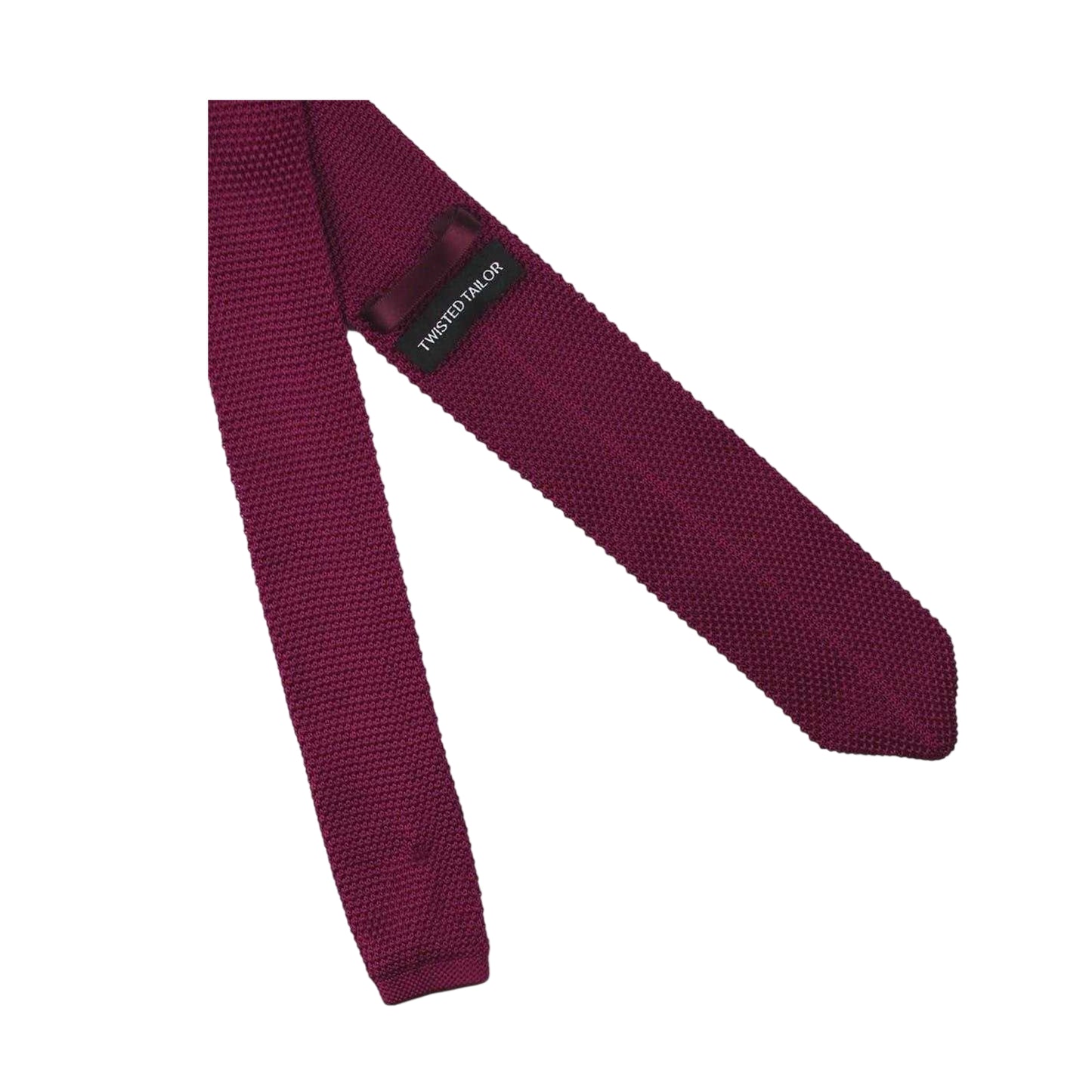 Burgundy - Back - Twisted Tailor Jagger Knitted Polyester Tie