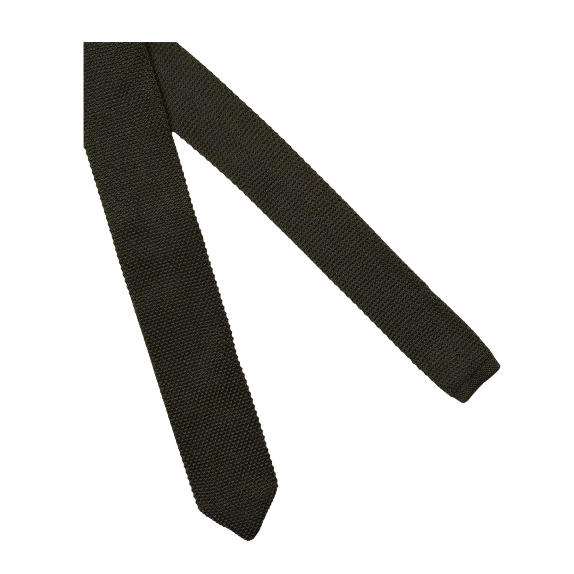 Khaki Green - Side - Twisted Tailor Jagger Knitted Polyester Tie