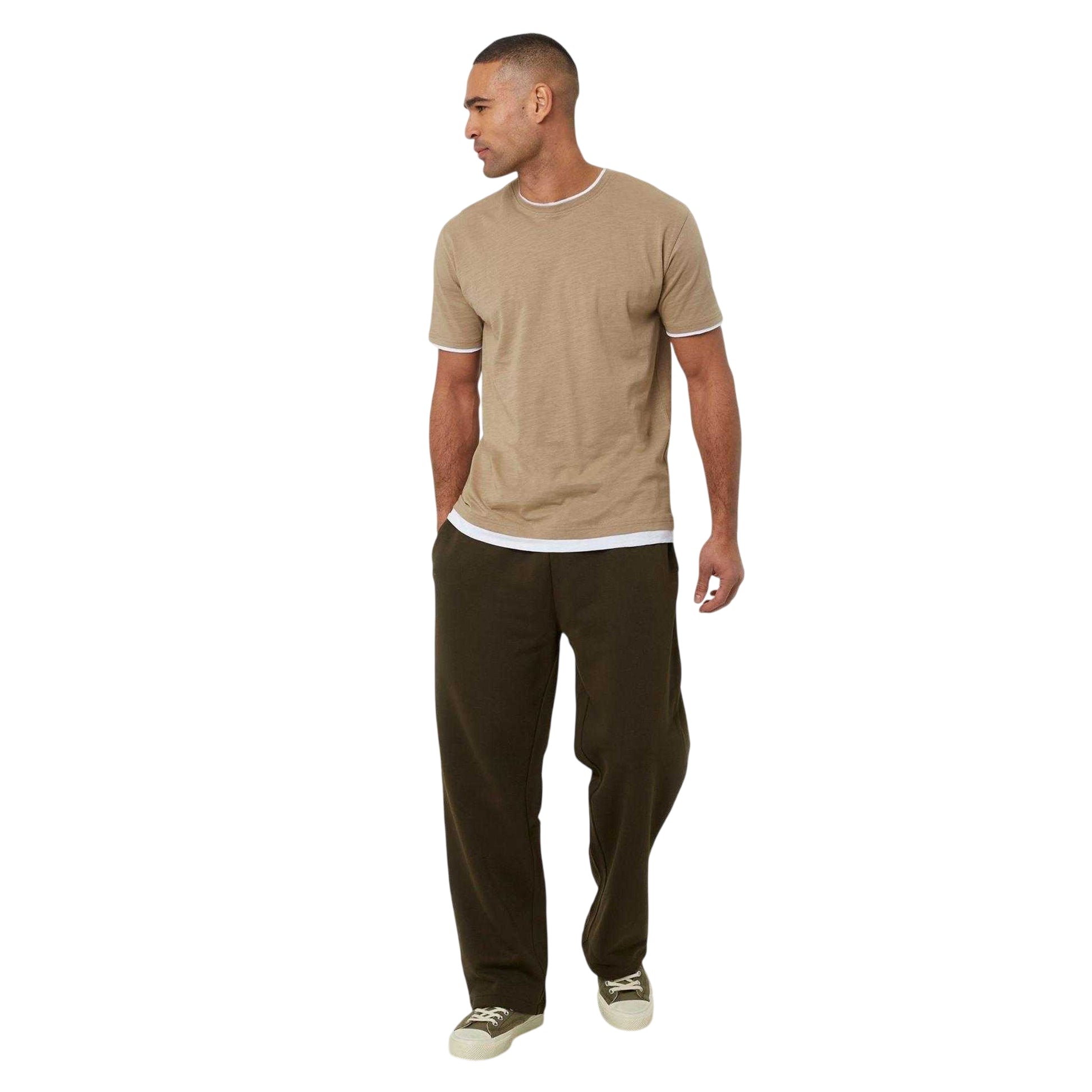 Khaki Green - Side - Brave Soul Mens Joggers