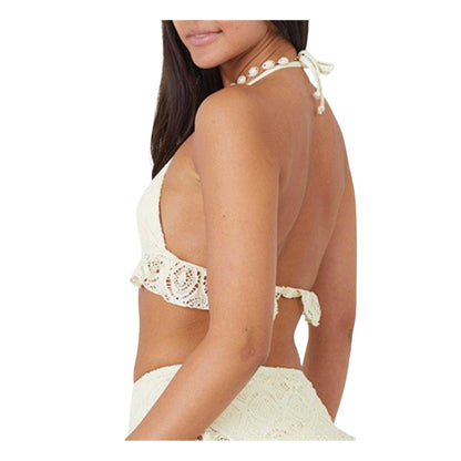 Yellow - Back - Brave Soul Womens-Ladies Crochet Bikini Top
