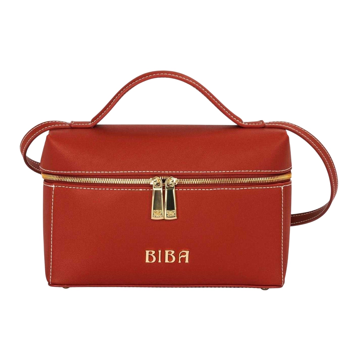 Orange - Front - Biba Womens-Ladies Faux Leather Vanity Case